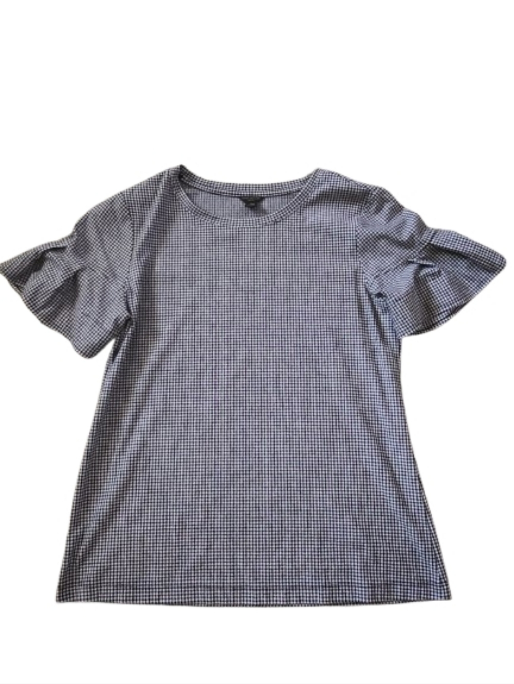Ann Taylor Women's Black Gingham Short Sleeve Top